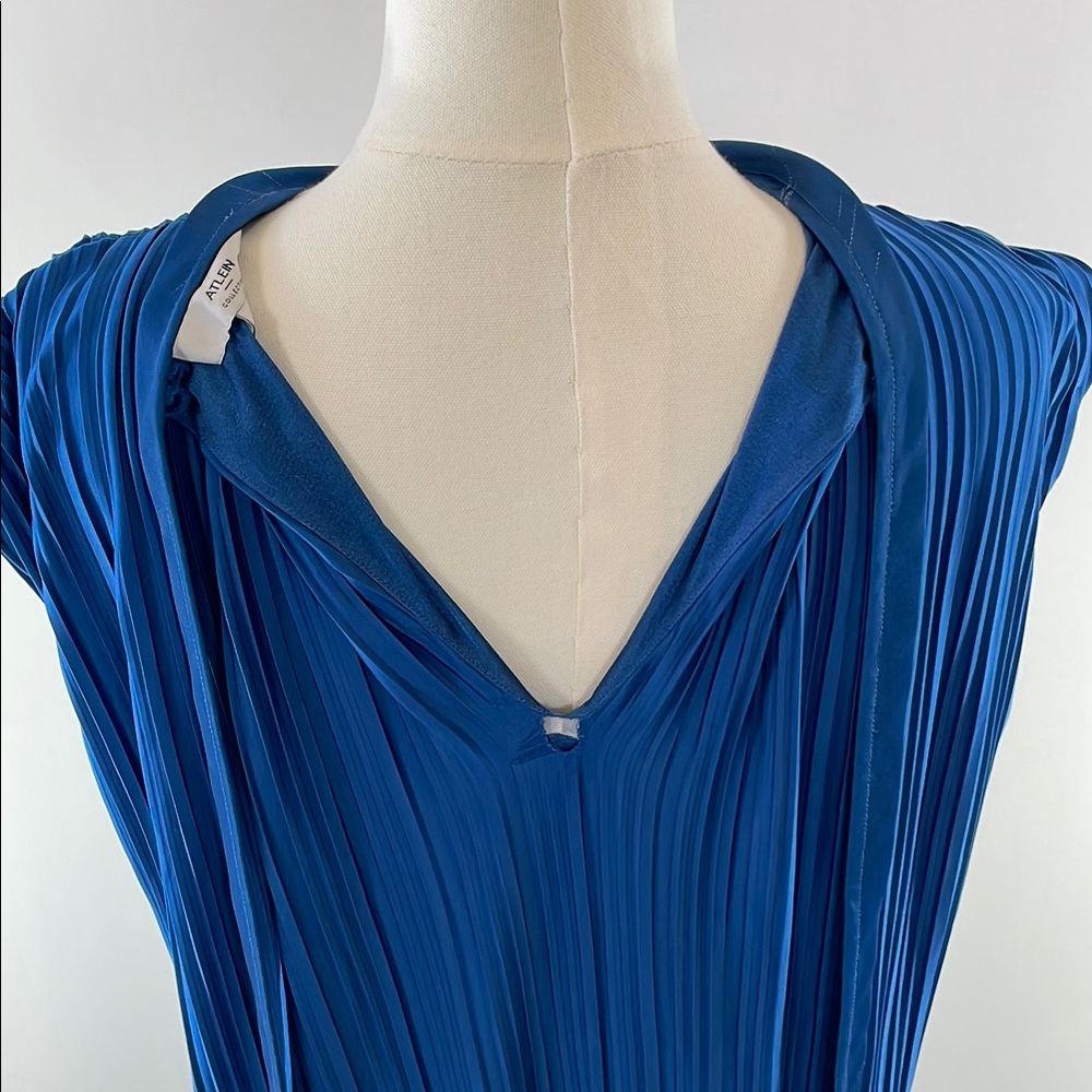 Atlein Collective Navy Plisse Midi Dress, S - Picture 8 of 14